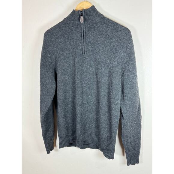 Men’s Jos. A Banks Lambs Wool Blend Quarter zip sweater Gray Preppy Medium - Picture 1 of 8